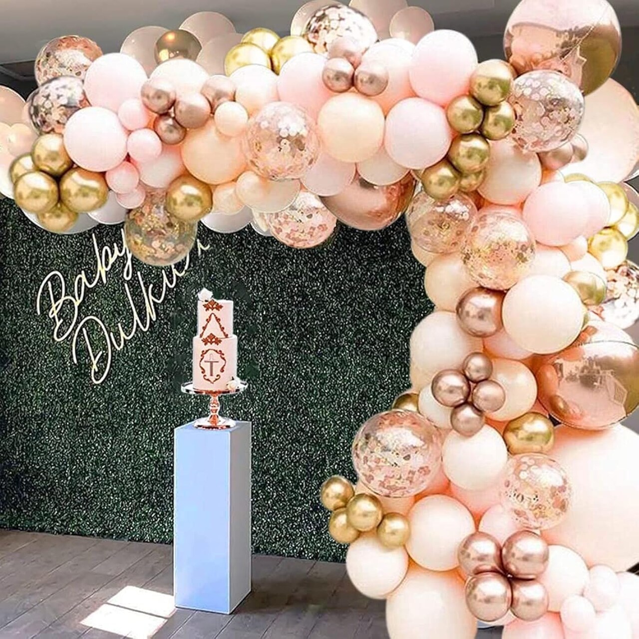 56PCS Pink Rose Gold Balloon Garland Arch Kit Pink Rose Gold Confetti Chrome Gold Balloons 4D Rose Gold Balloon for Girl Birthday Bridal Shower Baby Shower Decorations (Rose Gold Pink)